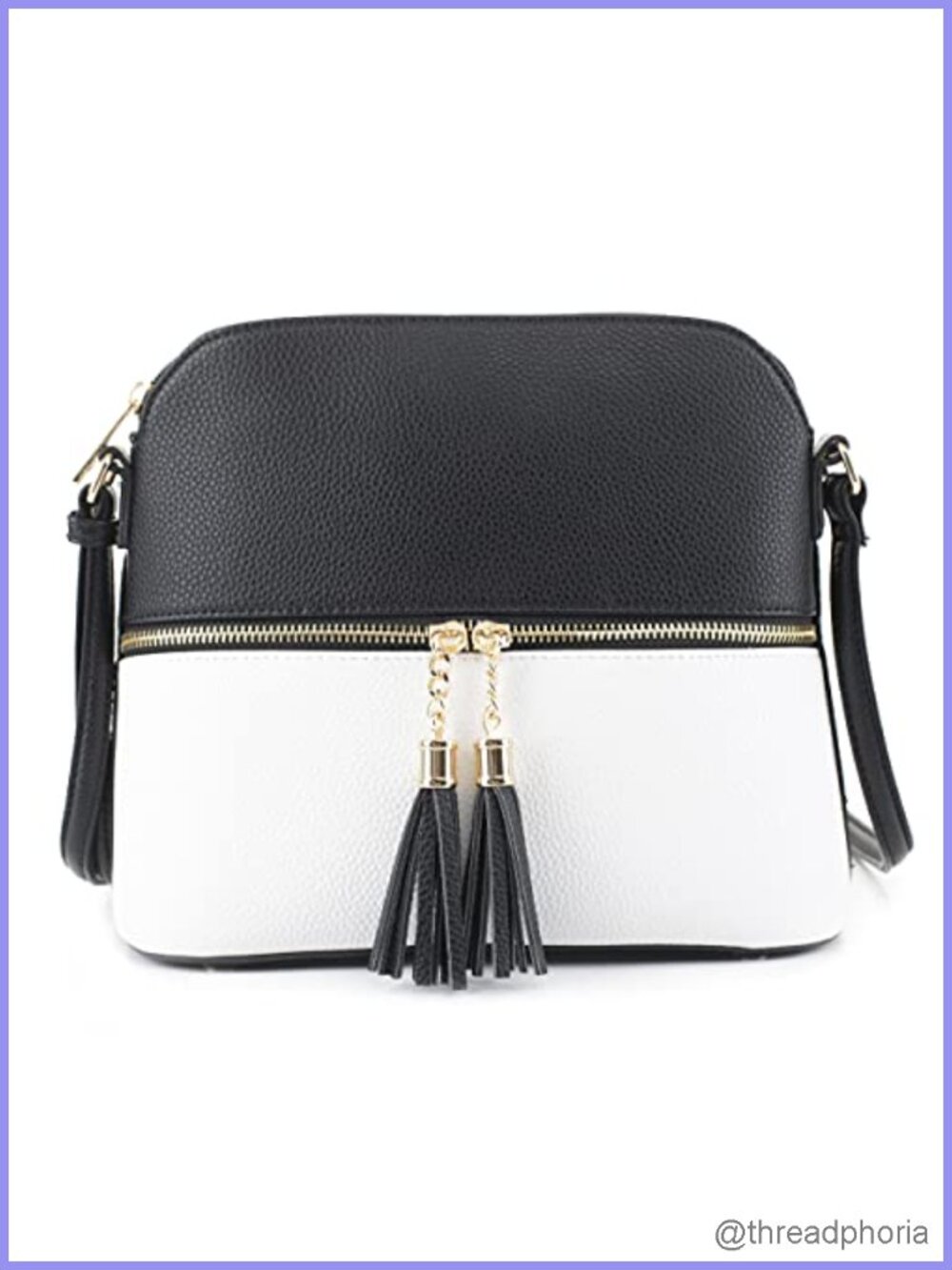 Lightweight Dome Crossbody Bag with Tassel Adjustable Strap Faux Leather